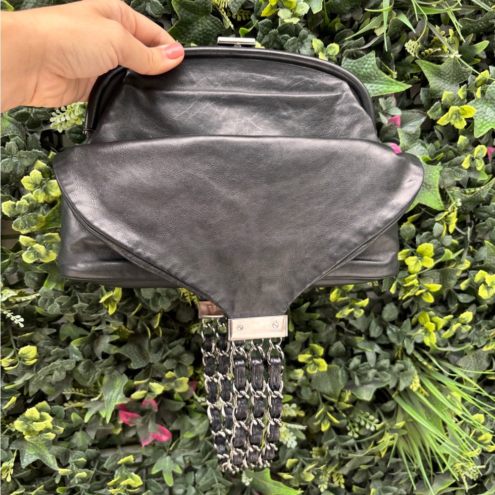 Authentic CHANEL RARE black mini rock & chain silver hardware bag - Picture 5 of 15